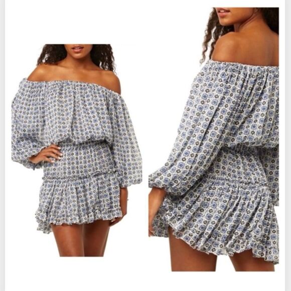 NWT MISA LOS ANGELES Off-shoulder Zonia Mini Dress Blue Small MSRP: $ 385.00 - Picture 1 of 6